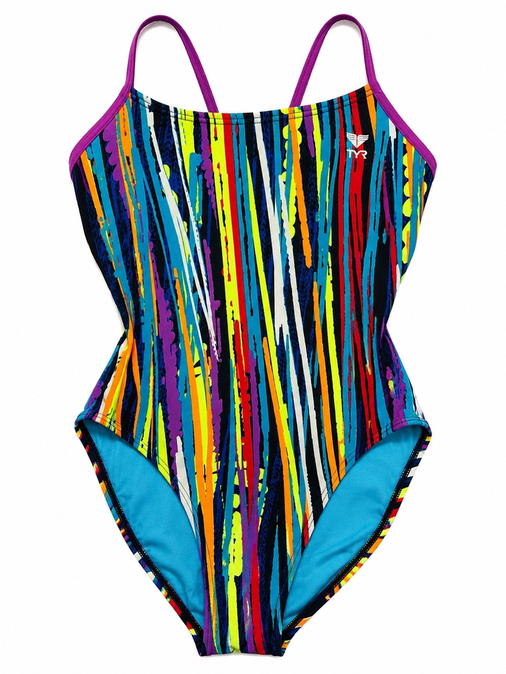 TYR Women’s One Piece Swimsuit Size 34 Multicolor Open Back Training Swim Suit
